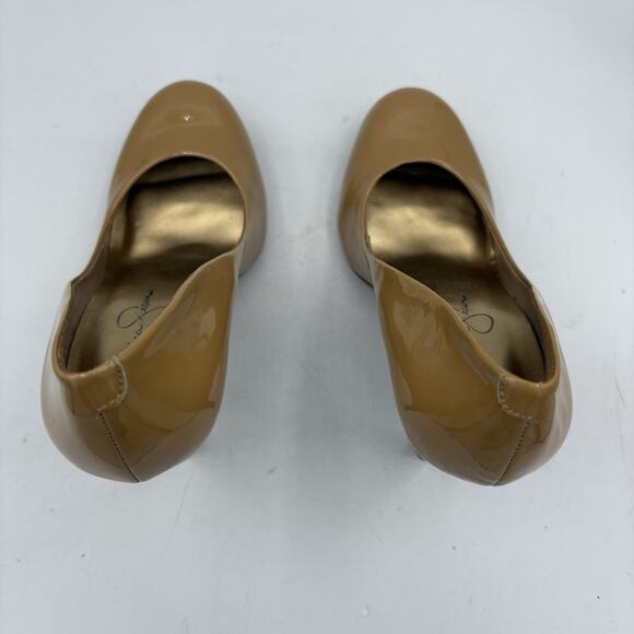 Jessica Simpson‎ Heels Womens Size 7.5 B Leather Calie Pump 4” Nude Tan - Picture 5 of 11